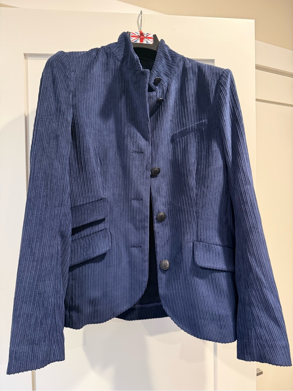 rag & bone Navy Corduroy Stand-Collar Blazer